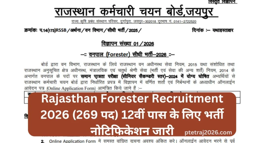 Rajasthan Forester Recruitment 2026
