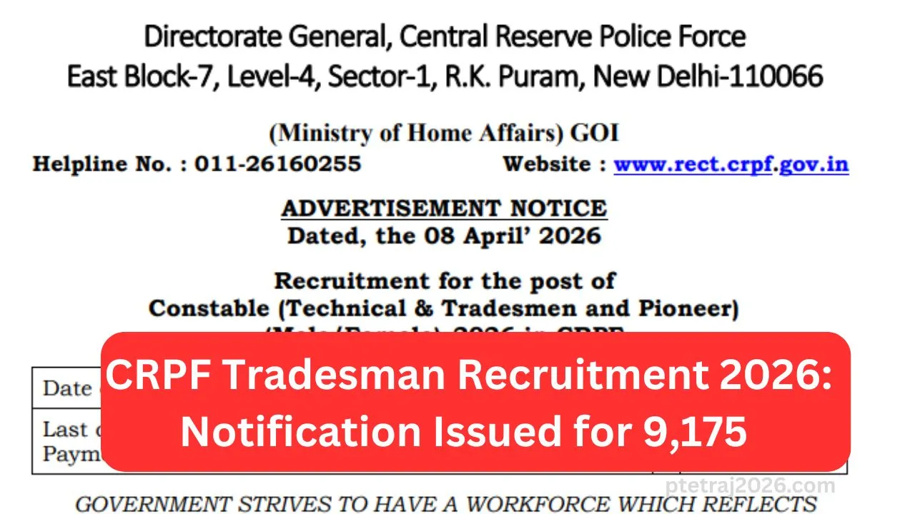 CRPF Tradesman Recruitment 2026