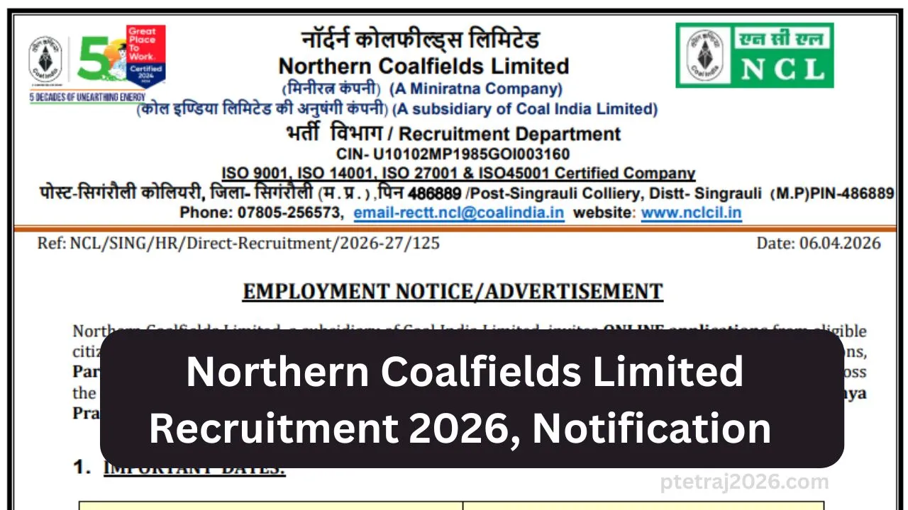 Northern Coalfields Limited Recruitment 2026